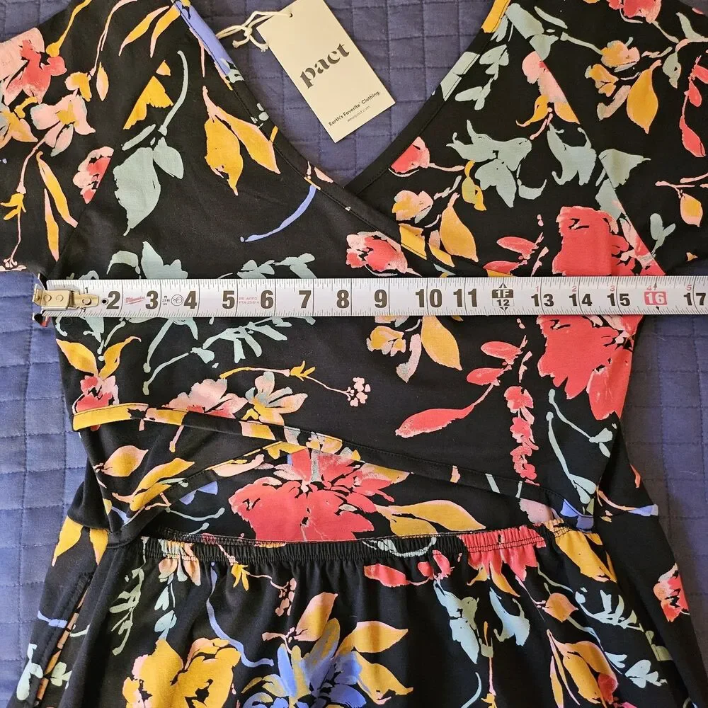 Pact Organic Cotton Fit & Flare Floral Crossback Maxi Dress - Large - NWT - Picture 7 of 11